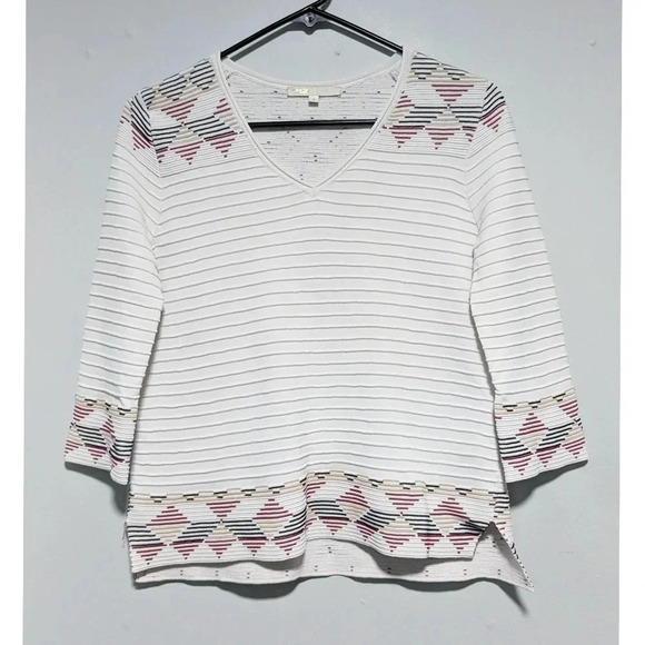 Maje Ribbed V-Neck 3/4 Sleeve Top - Picture 1 of 8